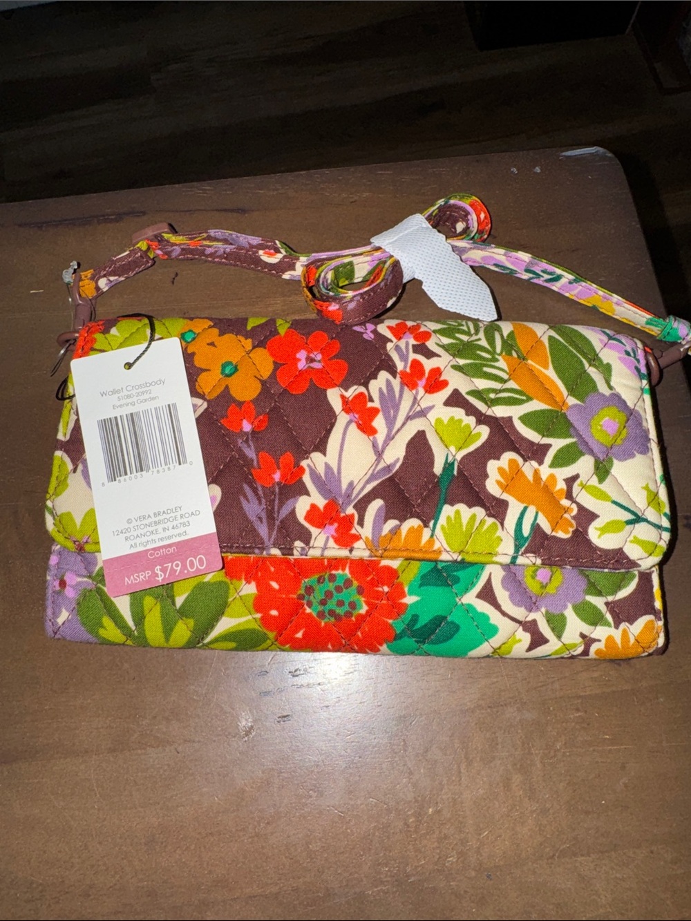 Vera Bradley Evening Garden Floral Quilted Crossbody Wallet